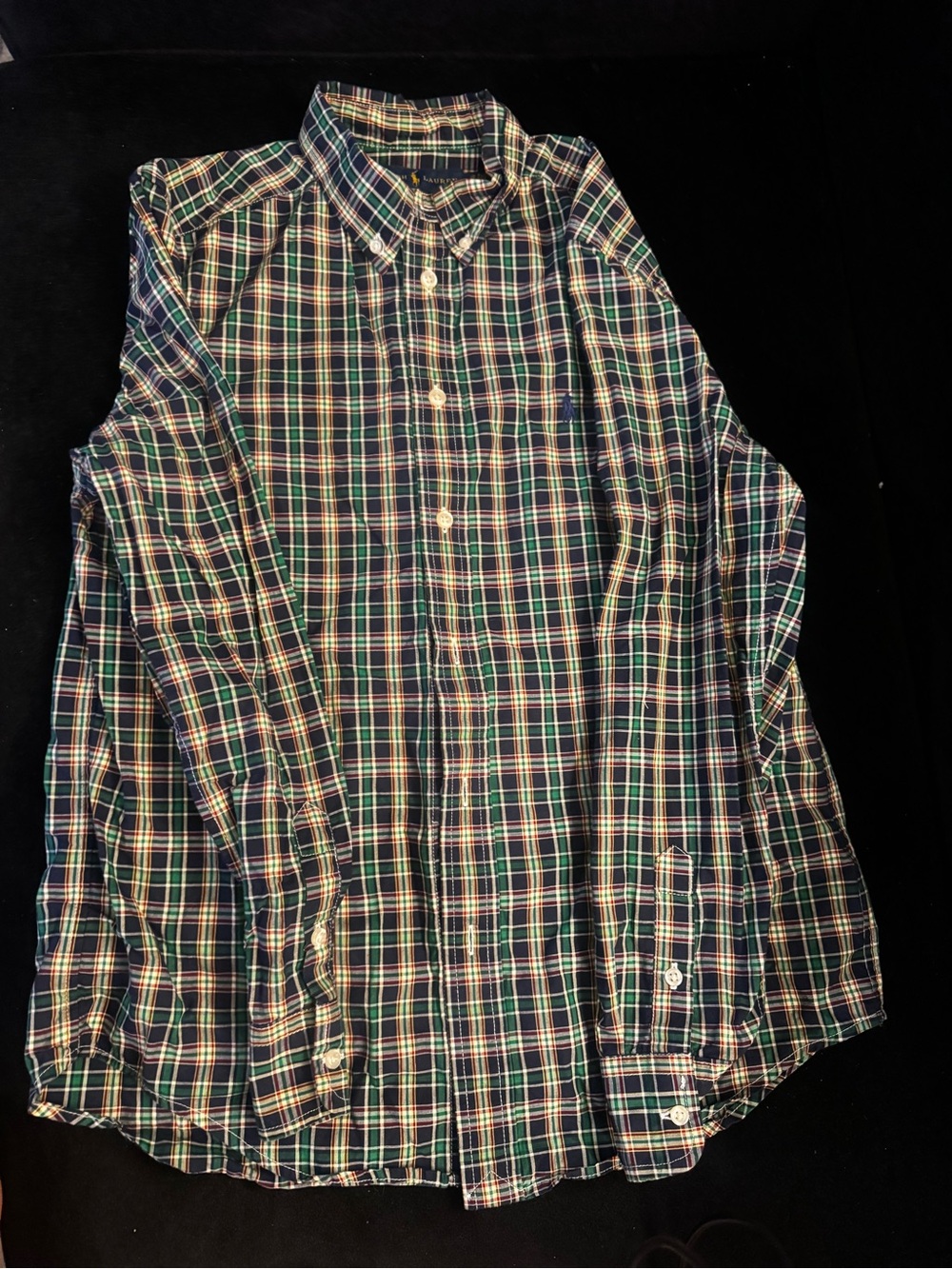 Boys Green Plaid Ralph Lauren Button-Down Shirt